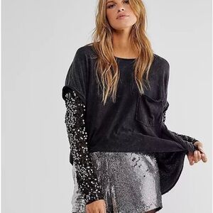 Free People Celine Sequin Tee Preowned Sz S